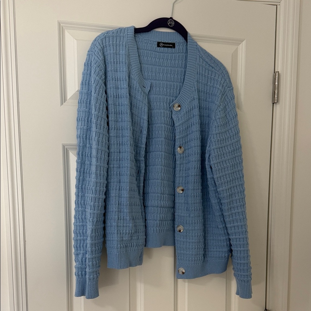 PrettyGarden Blue Button-Up Sweater